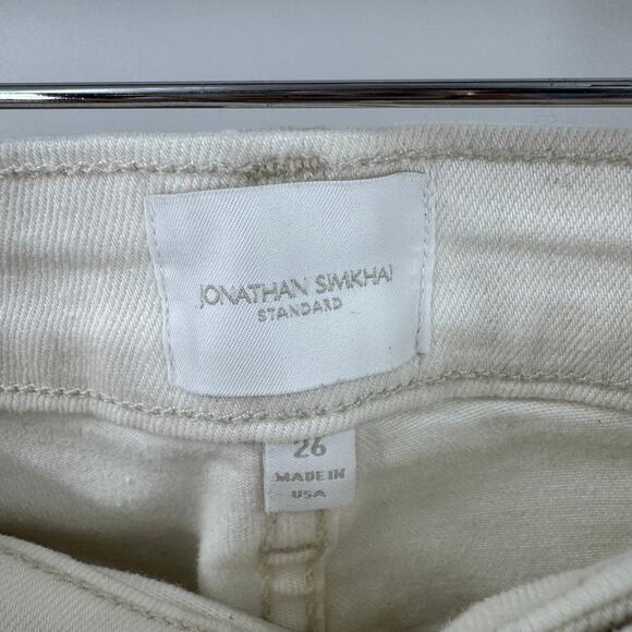 Jonathan Simkhai Metallic Gold Jeans Ankle Slit Skinny Pants Made in USA Size 26 - Picture 3 of 8